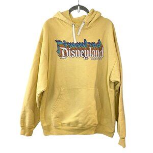 Disneyland‎ Resort Yellow Hoodie Mens Medium Disney Retro Kangaroo Pocket *FLAW*